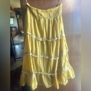 Boho cottagecore Yellow Tiered Skirt
